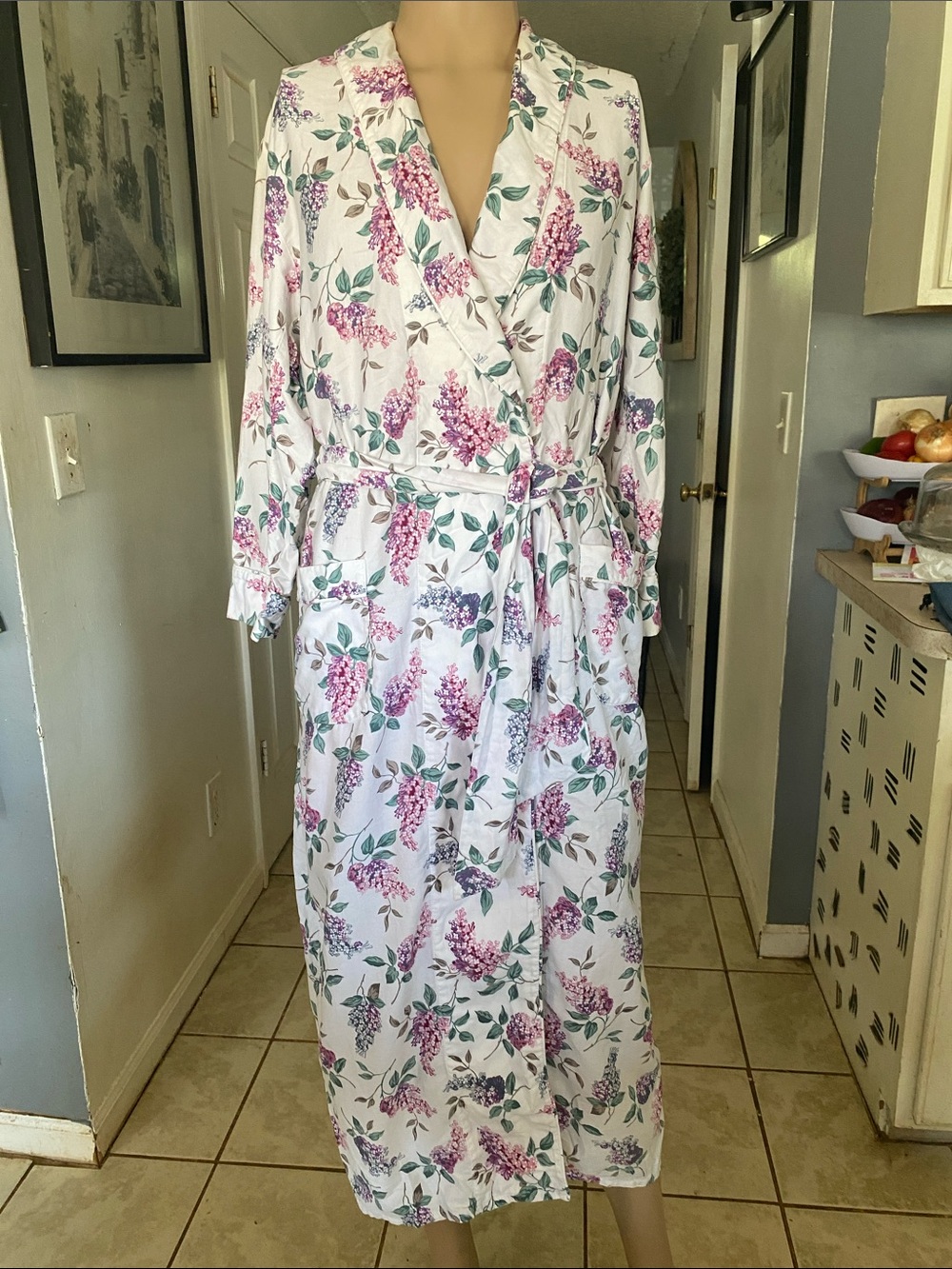 Eileen West Vintage from 91 Floral Cotton Robe with Pink & Purple Lilac